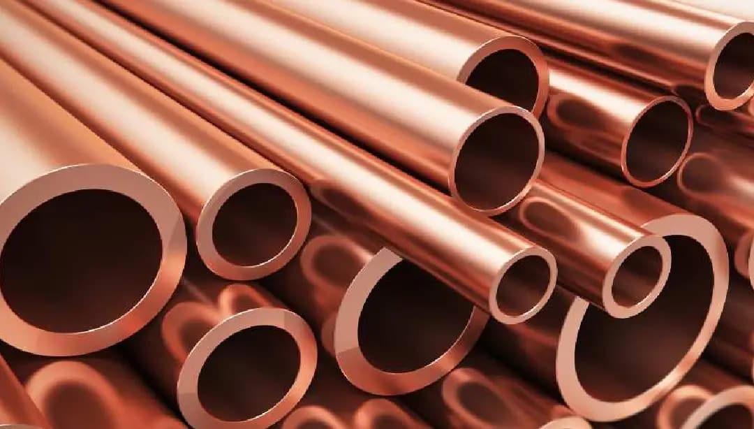 Copper pipe and tube stacked for recycling
